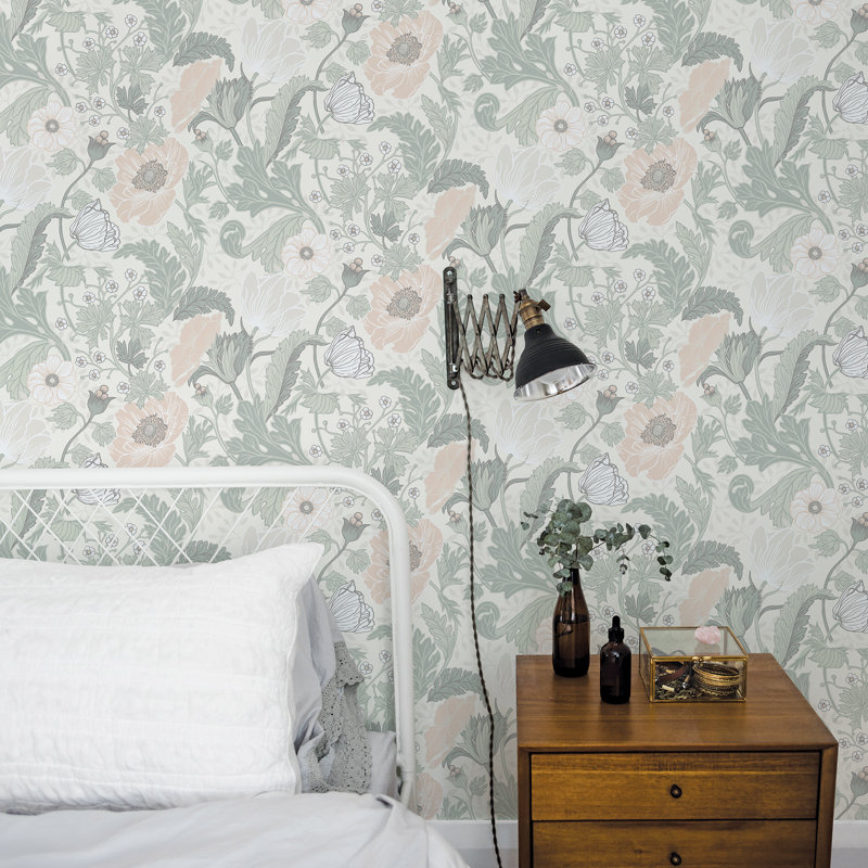 Bryanna 10.05m x 53cm Matte Wallpaper Roll, Light Green