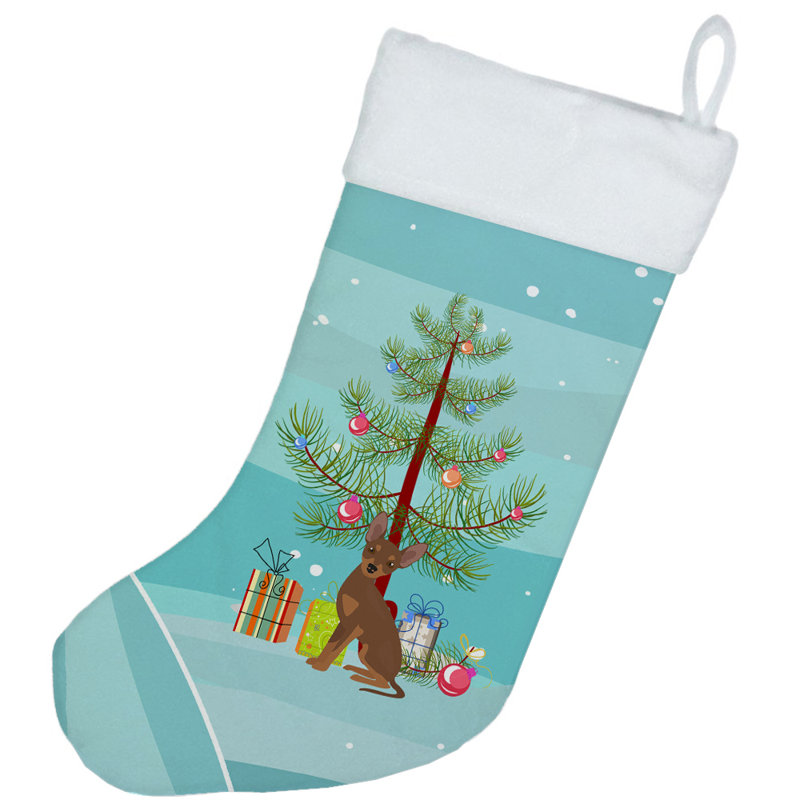 Merry Christmas Tree Stocking, Brown Prague Ratter