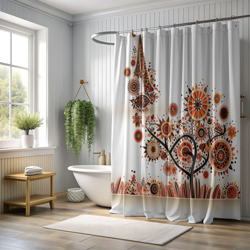 Rustic Patterns - Premium Shower Curtain, 74"H x 71"W