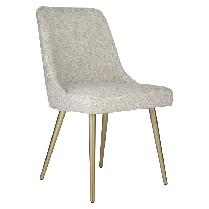 Gray Upholstered Mid Century Modern Side Chair with Metal Legs