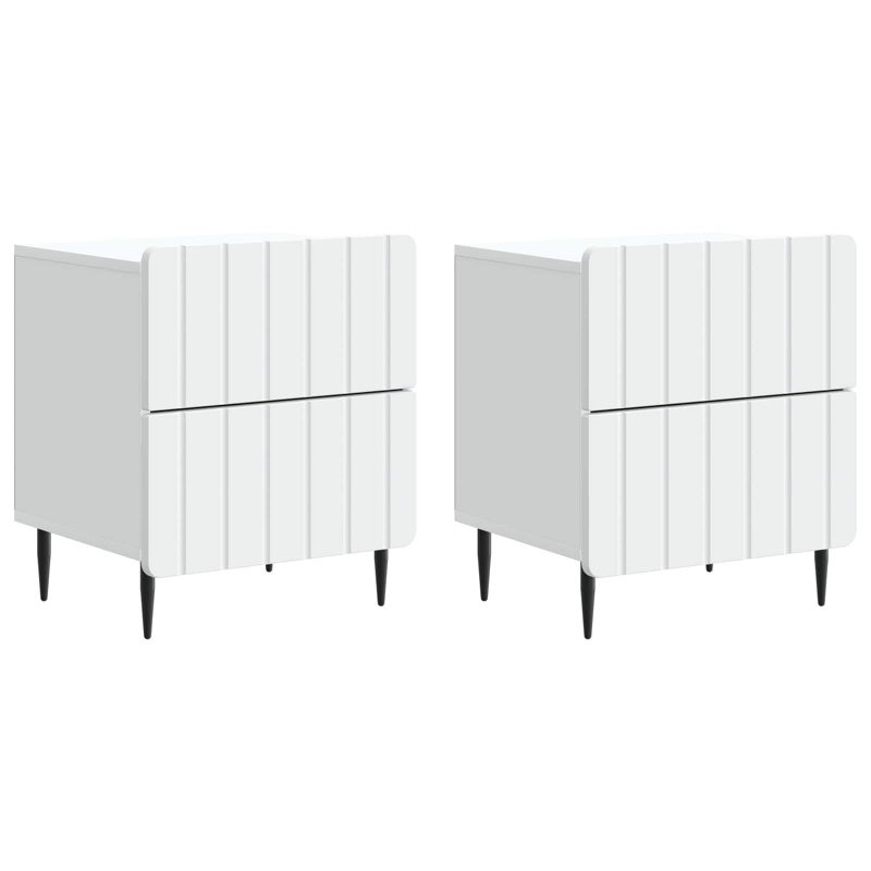 43cm W Manufactured Wood Bedside Table, White