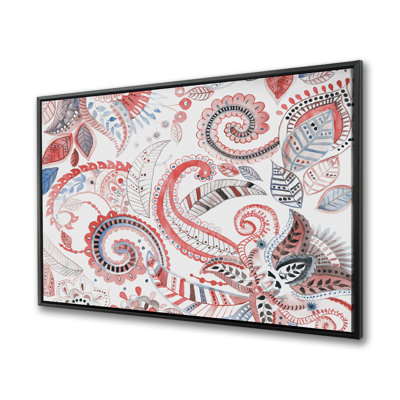 Paisley Pattern Bedroom Blue Framed Canvas | Home Decor