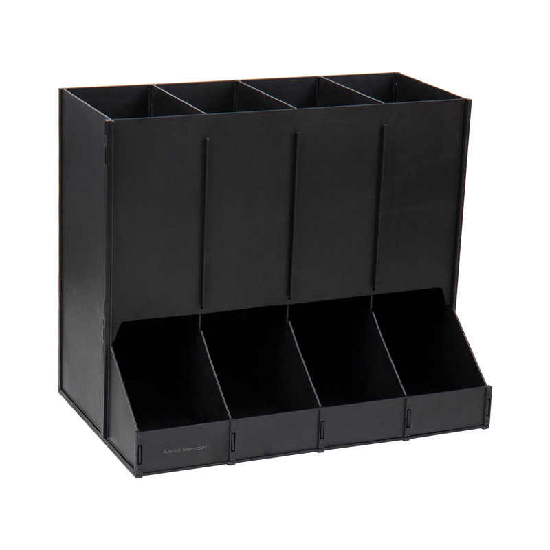 Black Heavy-Duty Plastic 4-Compartment Coffee Pod Dispenser