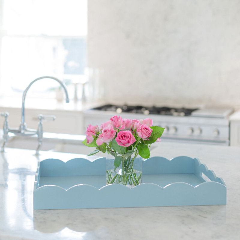 Enamel / Lacquer Tray, 26" H x 17" W x 3.25" D, Pale Denim