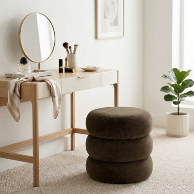 Modern Velvet Vanity Stool,Round Makeup Chair