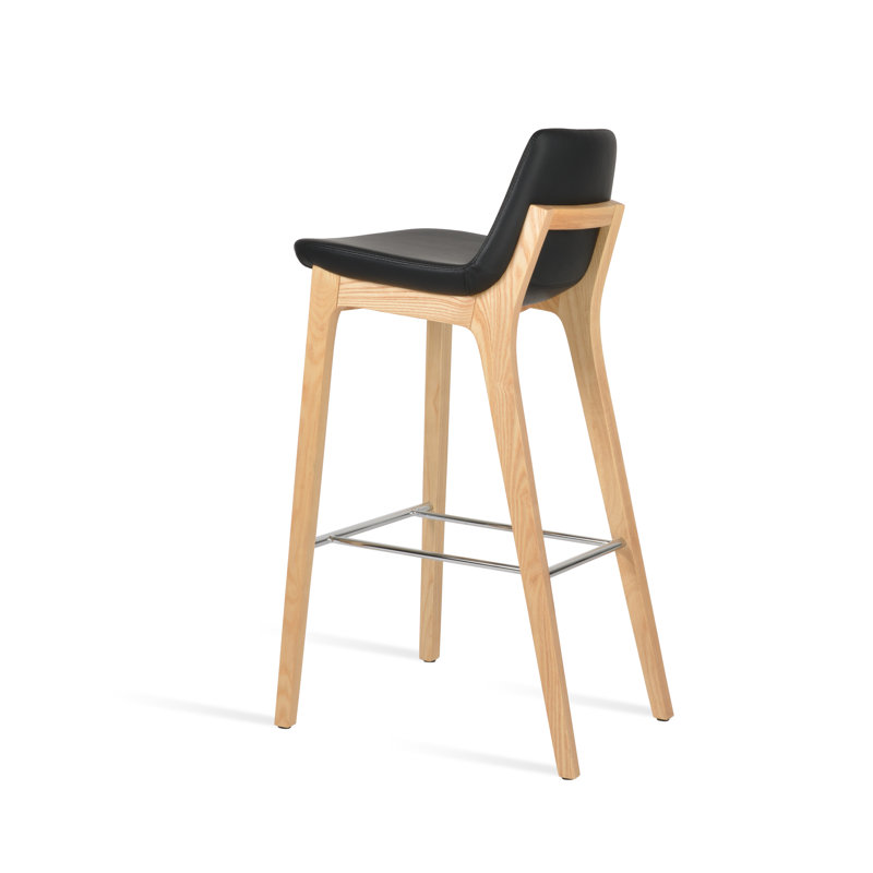 Tabouret de bar et de comptoir en bois de frêne naturel Pera, Outil de bar (siège d'une hauteur de 29 po), Noir