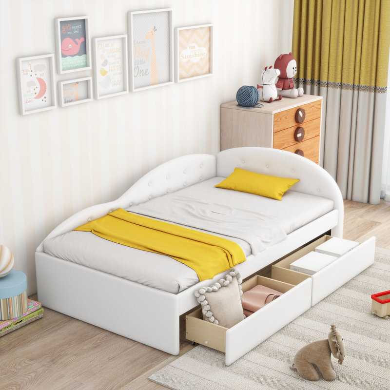 Lit de jour avec couchette Katusha, Simple, Blanc