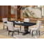 L'ensemble de table de cuisine 5 pièces comprend une table de salle à manger et 4 chaises de salle à manger en tissu de lin crème avec dossier capitonné - noir sablé.-424612573-411457989-411458042