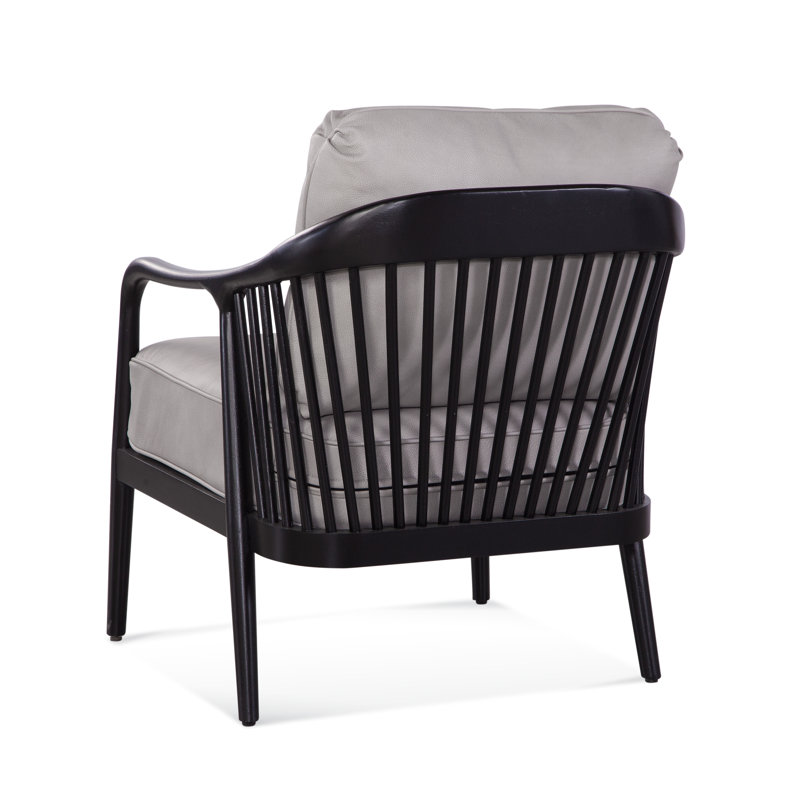 Guinevere Leather Armchair, Luxtan Black, Antique Frost White