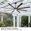 Ventilateur de plafond extérieur de 142 cm avec éclairage, style industriel, 8 pales en aluminium, étanche, moteur CC réversible et silencieux, écoénergétique, idéal pour patio, véranda, belvédère et espaces extérieurs.-98937874-98937884
