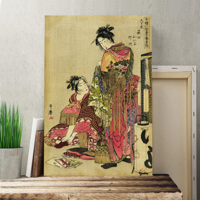 Vintage Japanese Oriental by Kitagawa Utamaro - Wrapped Canvas