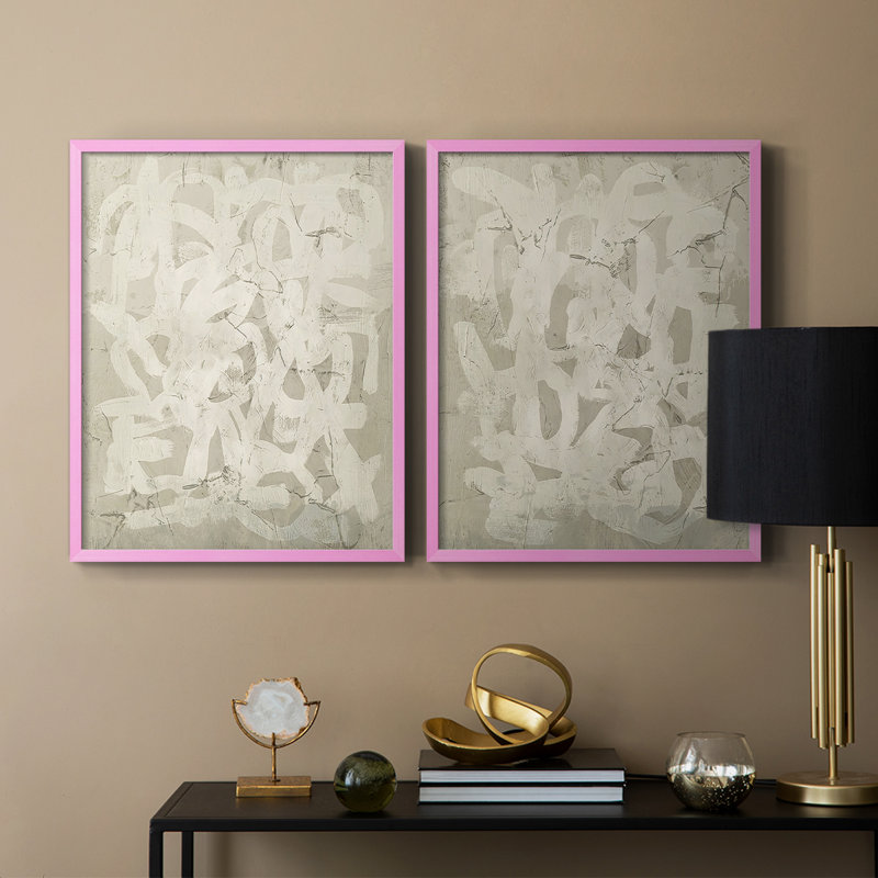 Impression encadrée Impasto Artifact I-Premium - prêt à être accroché - aucun clou requis - aucun clou requis, Rose