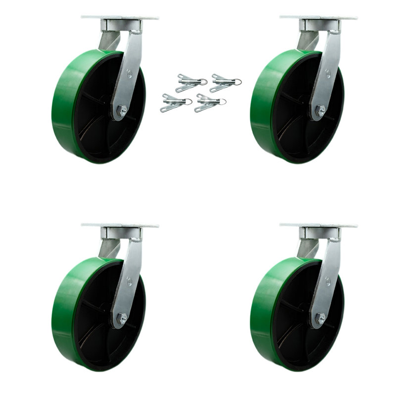 Ensemble de 4 roulettes robustes en polyuréthane avec verrous pivotants