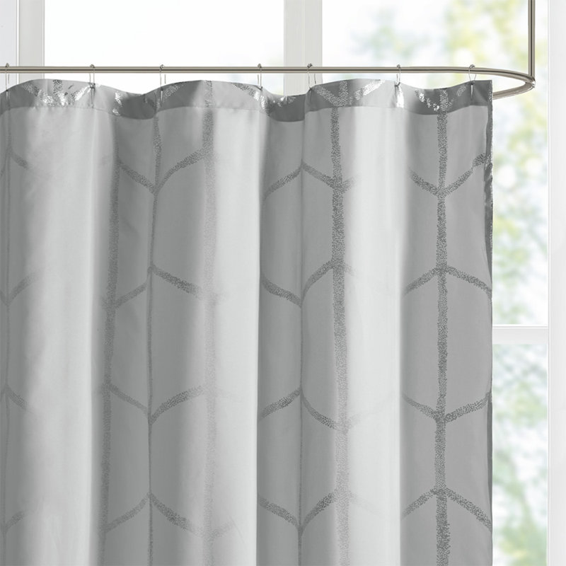 Printed Metallic Shower Curtain, Grey