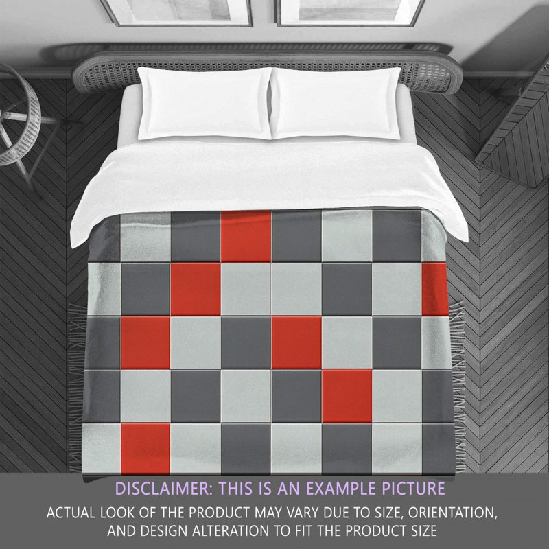 Polyester Comforter, Twin Comforter, Gray/Red Checkered