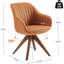 Fauteuil de bureau sans roulettes Art Leon, fauteuil de bureau moderne Mid-Century, fauteuil d'appoint pivotant avec pieds en chêne, fauteuil rembourré en tissu, caramel