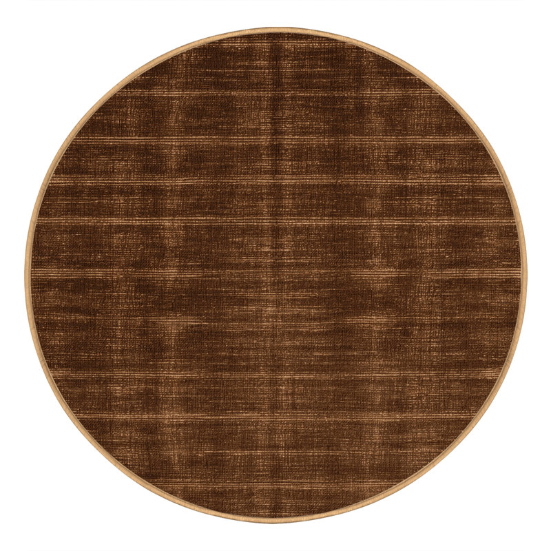 Machine Washable Solid Brown Area Rug, Round 8'