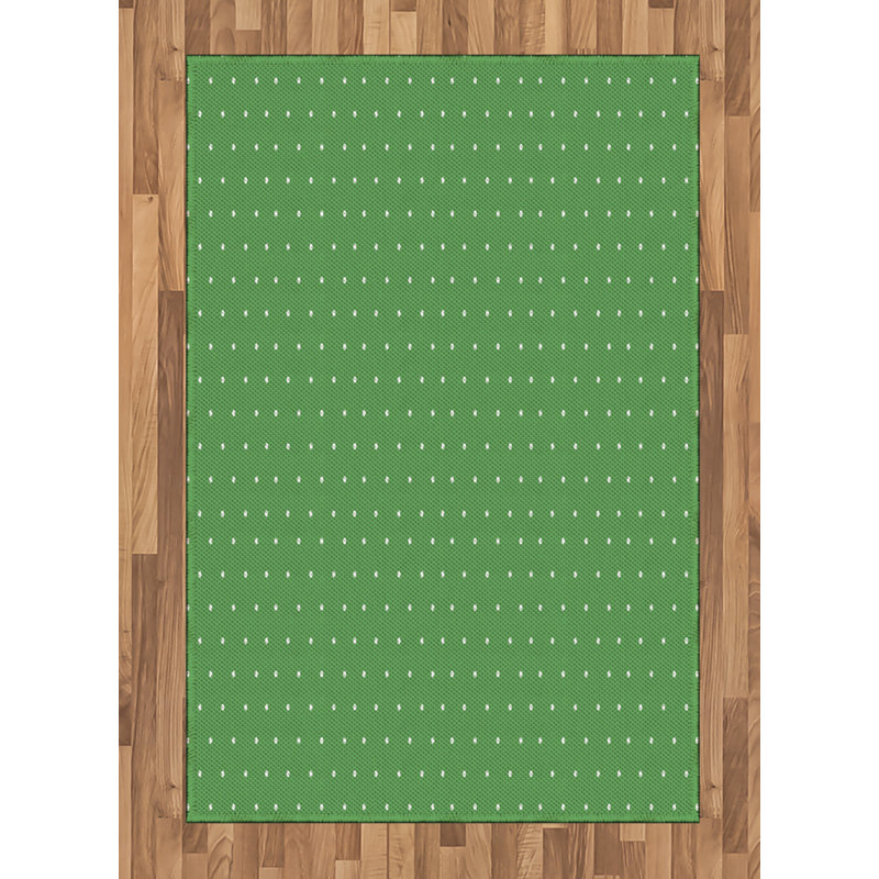 Green High Density Long Fiber Poly Threads Decorative Area Rug Carpet, Rectangle 4' x 5'8"