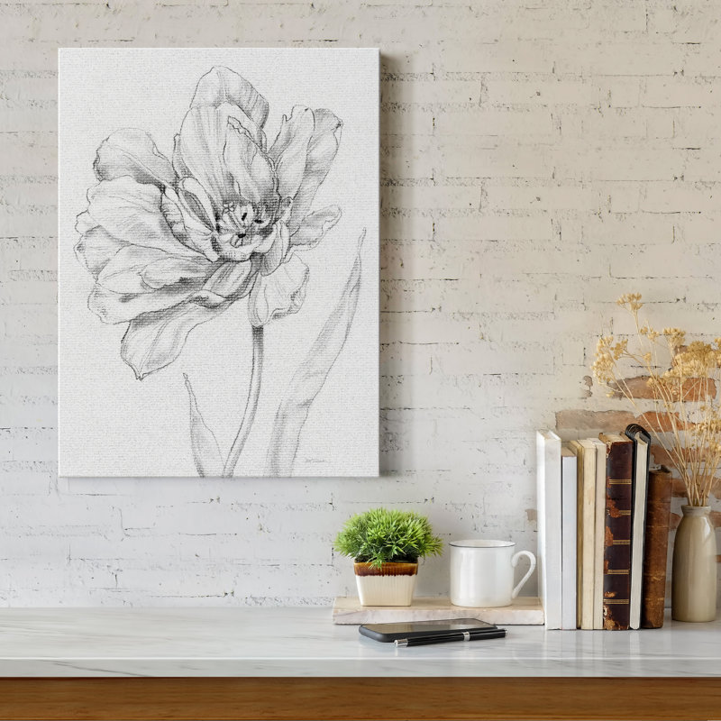 Tulipe, croquis - impression sur toile tendue, H 27 po x l 18 po