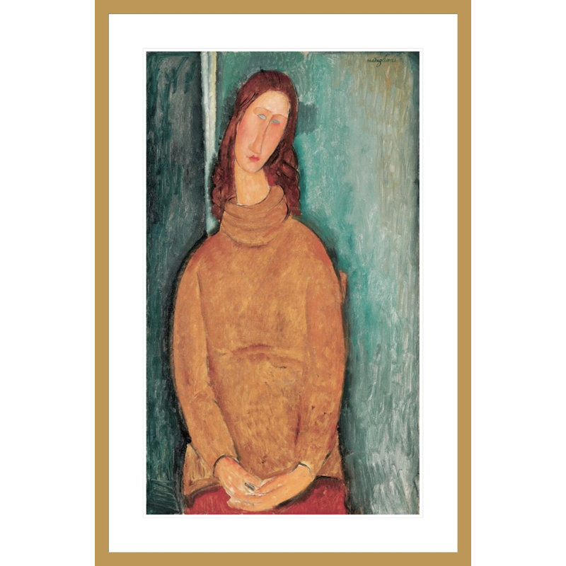 Portrait de Jeanne Hébuterne par Amedeo Modigliani - Estampe numérique encadrée, H 31,36 po x l 27,59 po