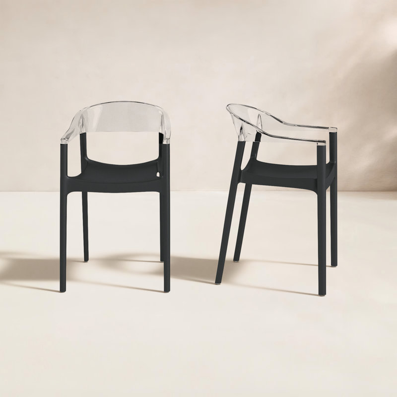 Fauteuil de salle à manger Stella, Noir / transparent