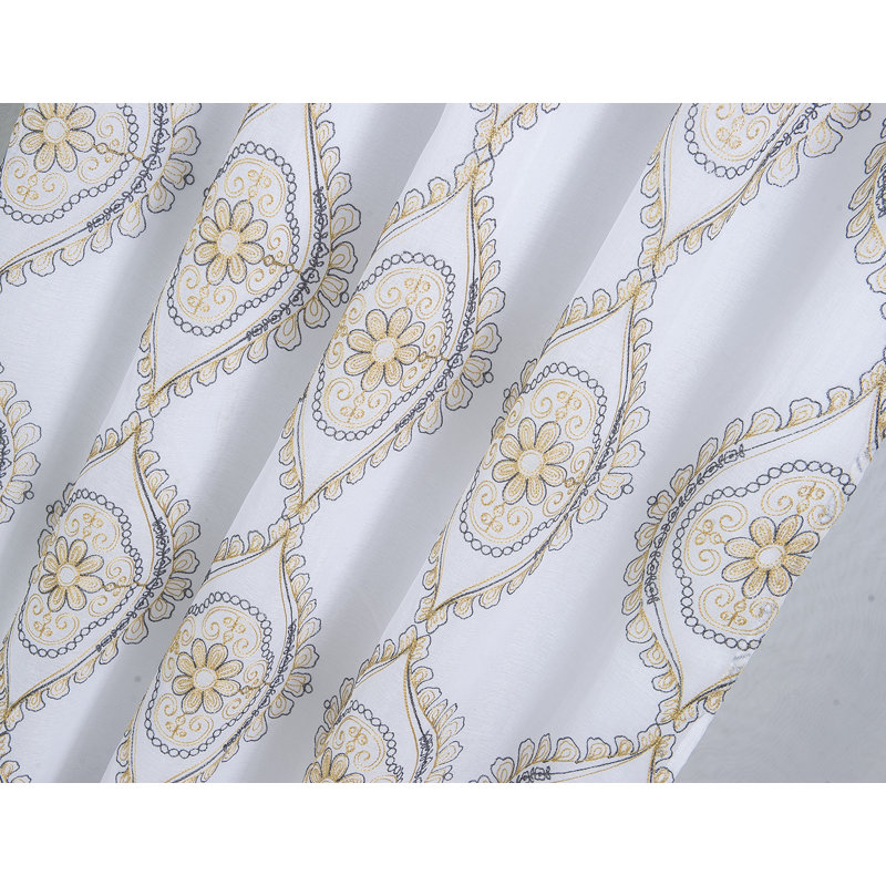 Mehtab Embroidered Traditional Curtain Panel, Gold