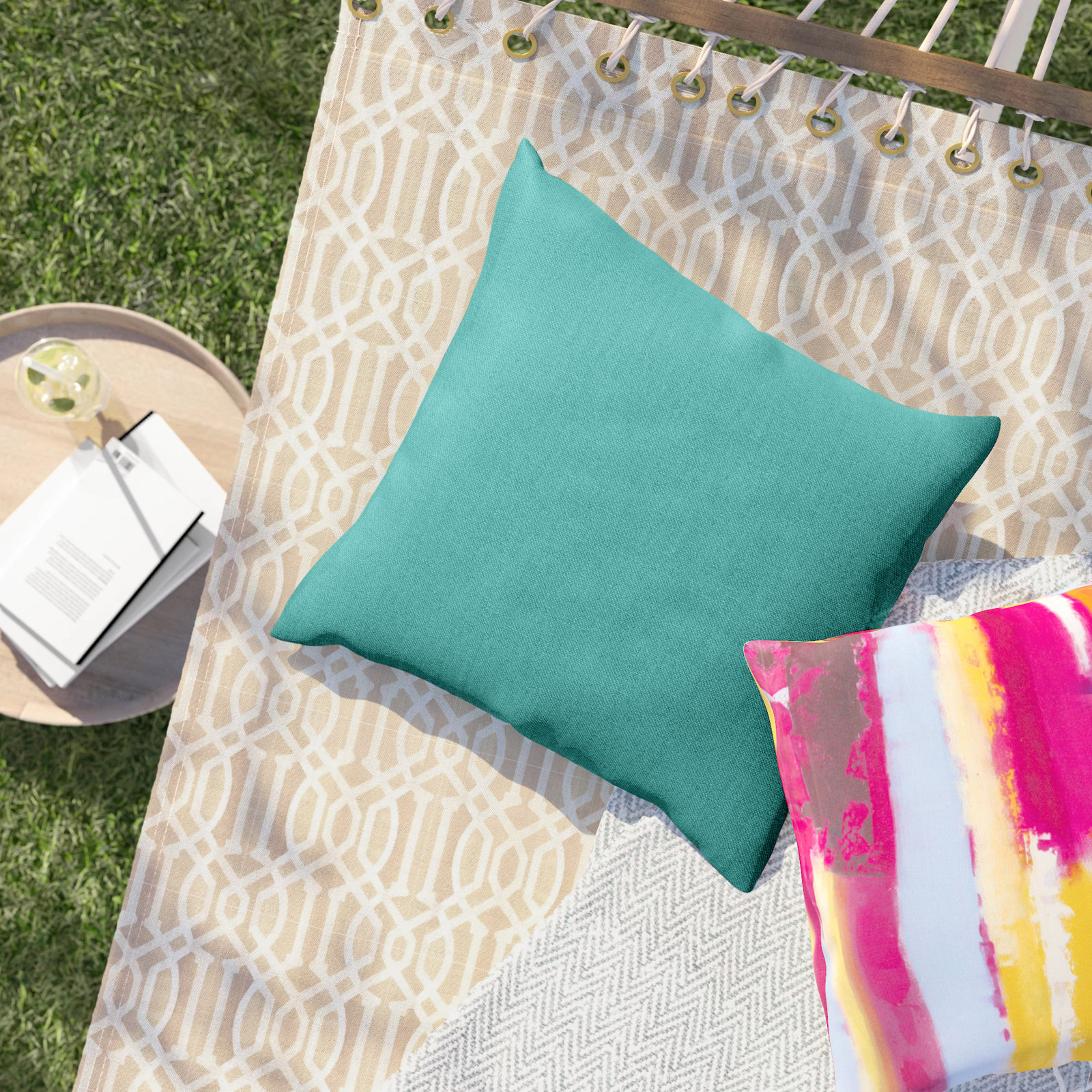 Sunbrella® Throw Pillow, Canvas Navy Sunbrella®, 20"H x 20"W