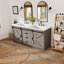 Ensemble de meuble-lavabo double en bois manufacturé 2 tiroirs 2 portes Chimira-129439377-134039059