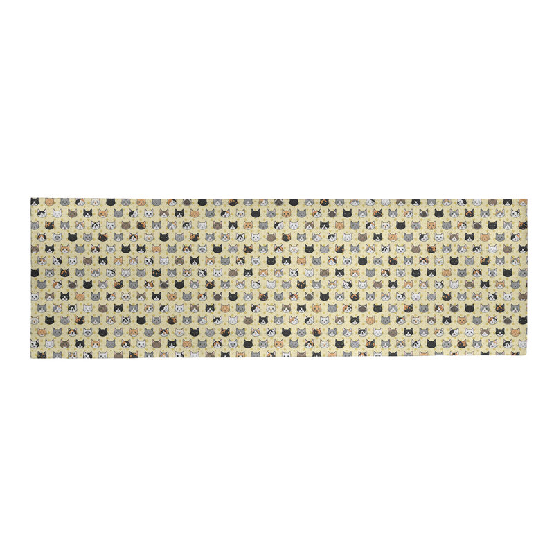Tapis jaune kitty chat, Tapis de couloir 2 pi 6 po x 8 pi