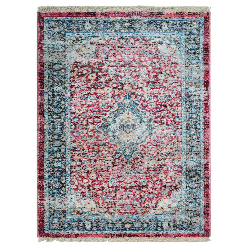 Crayton Machine Made Polyester Area Rugs - Rectangle, Red Color, Oriental Design, Low Pile Machine Made Area Rugs for Living Room, Bed Room