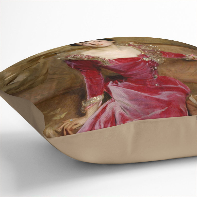 Mrs. Hugh Hammersley By John Singer Sargent Square Throw Cushion, 40cm H x 40cm W x 15cm D, Stone