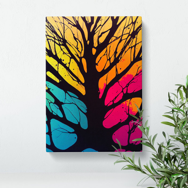 Vibrant Abstract Trees No.7 - Wall Art, Wrapped Canvas, 50cm H x 35cm W, No Matte