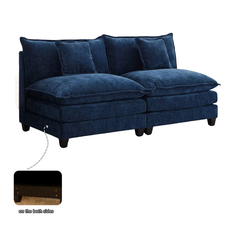 Canapé 2 places avec revêtement CHENILLE, Blue Chenille