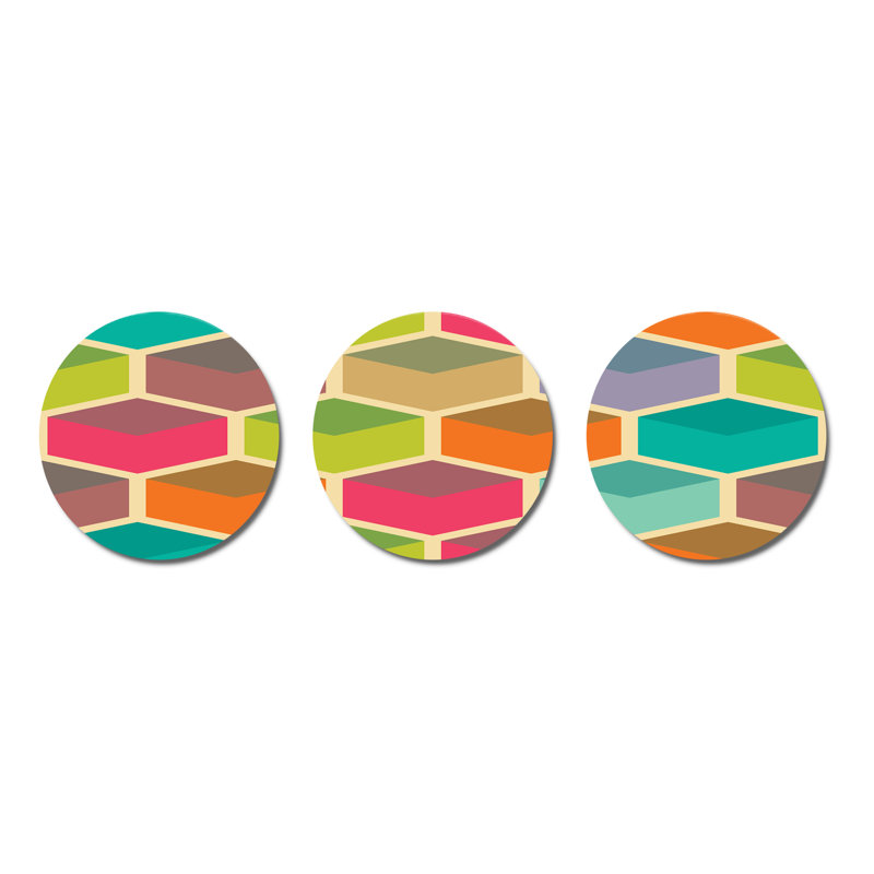 Ensemble de 3 décorations murales rétro à motif hexagonal I