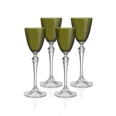 Vivid Liquor Glass, Stemmed,  Green, 3 oz. Set of 4