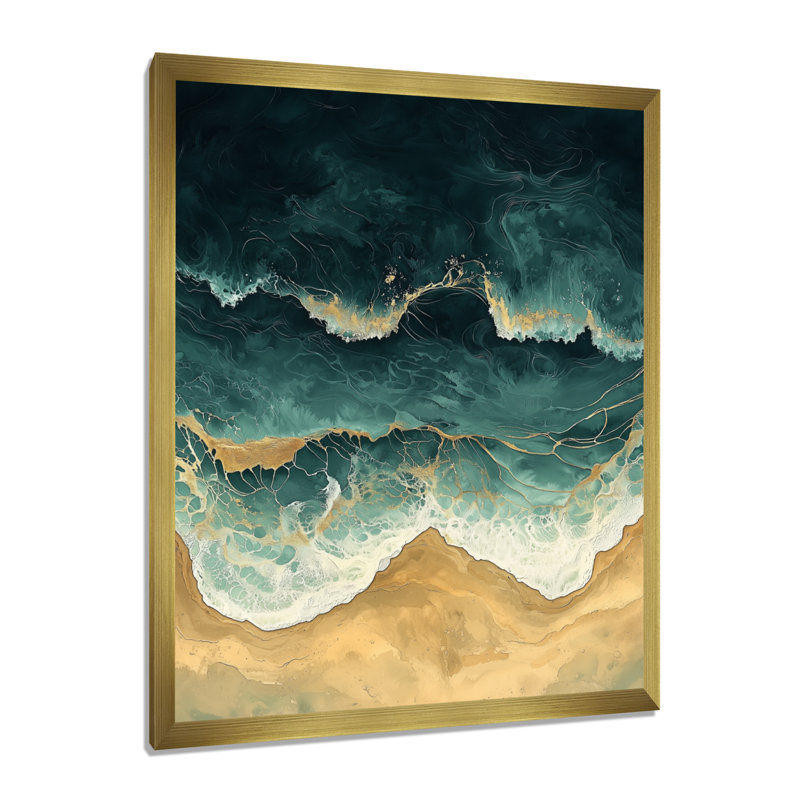 Kalb - impressions sur toile côtières, H 40 po x l 30 po, Reproduction encadrée sans passe-partout, Doré