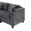 Canapé modulaire surdimensionné en forme de U avec rangement, porte-gobelets et ports USB - Canapé de salon moderne en chenille, gris