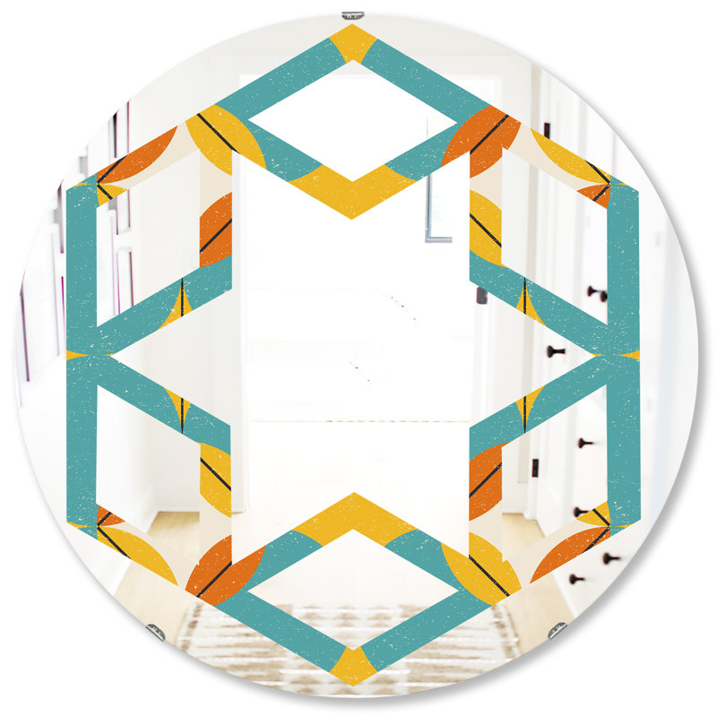 Miroir mural hexagonal en losanges éclectique, H 31,5 po x l po