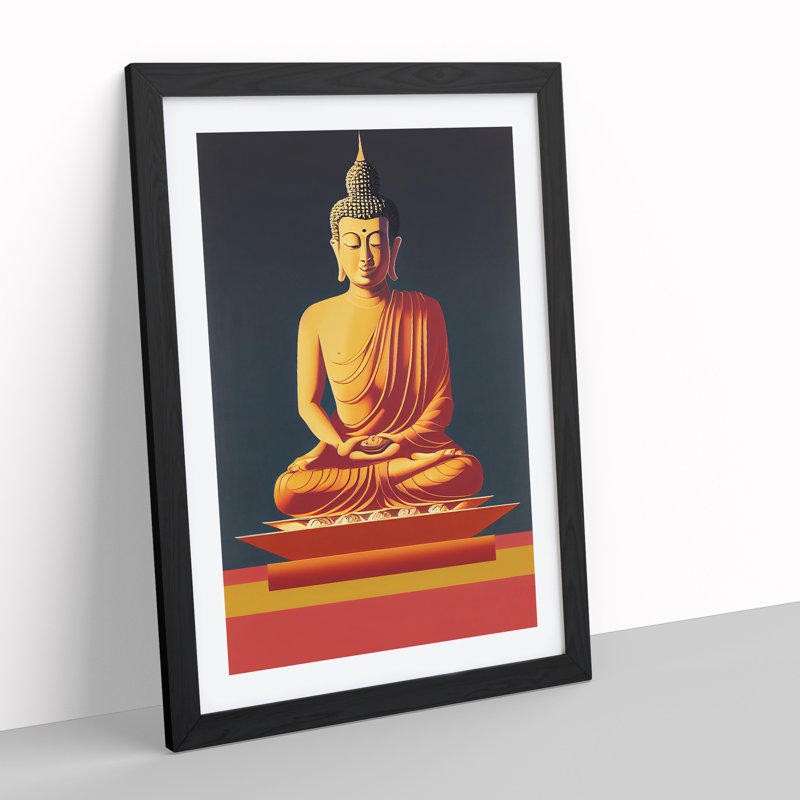 Splendorous Buddha - Single Picture Frame Print, 64cm H x 46cm W x 2cm D, Black Framed