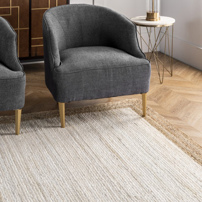 Tapis blanc cassé en jute tissé à la machine avec bordure Palermo