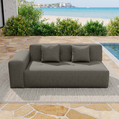 Canapé modulaire d'extérieur à accoudoir droit pour patio avec coussins résistants à l'eau