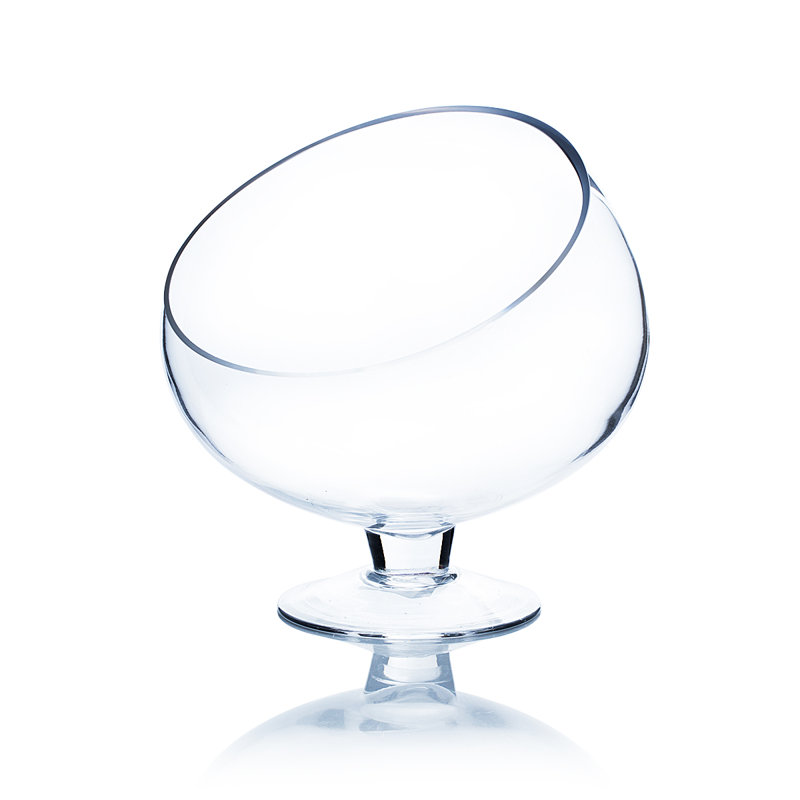 Vase de table en verre transparent, H 7 po x l 7 po x P 7 po