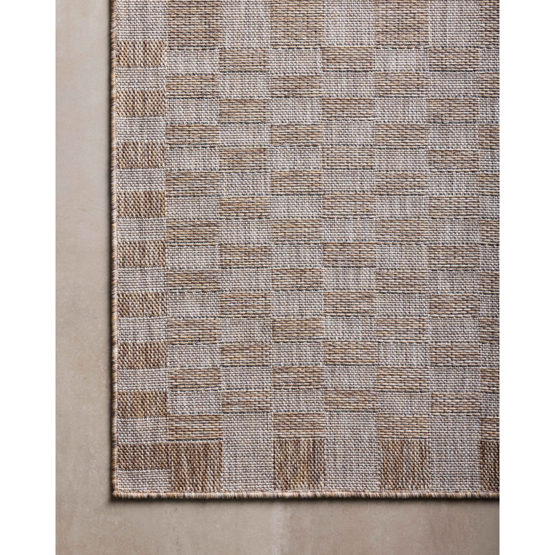 Amber Lewis x Loloi Indoor / Outdoor Topanga Natural / Dove Area Rug, Square 1'6"