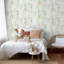 Papier peint Serene Meadow bleu turquoise et vert sur fond blanc-1560915308