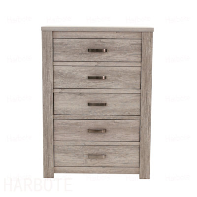 Bedroom Furniture Rustic Light  Simple  Chest Of Drawers 5-Drawers Storage Cabinet Solidwood