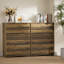 Commode en bois à 6 tiroirs 43,7 po avec poignées encastrées Cherea-1684173840
