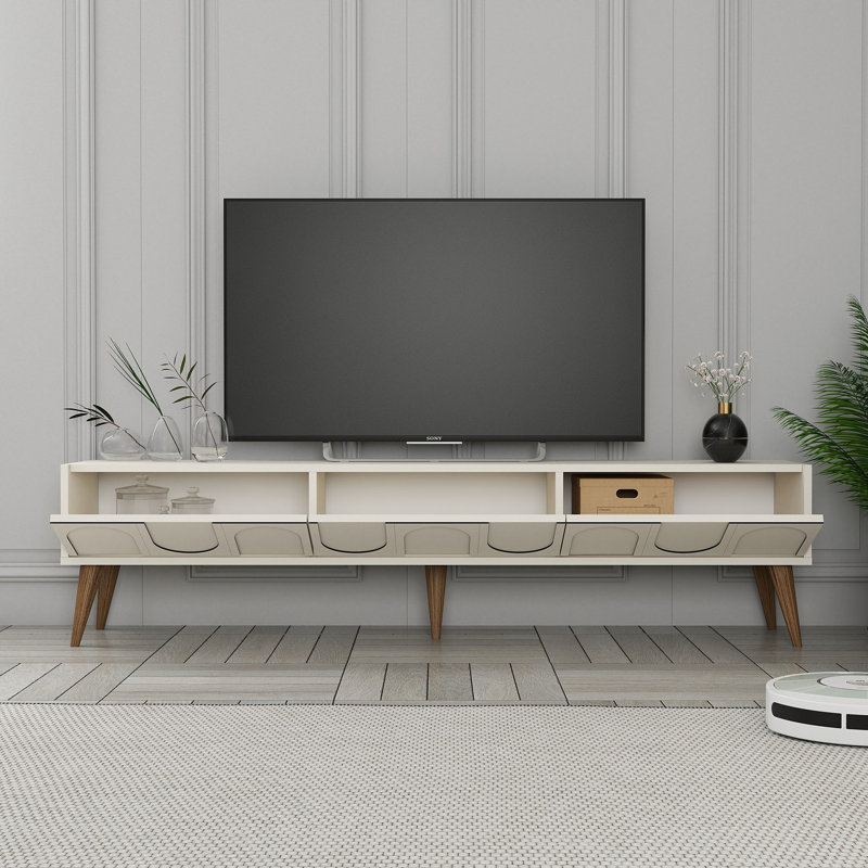 Keikei Unfinished TV Stand, Cream/Brown