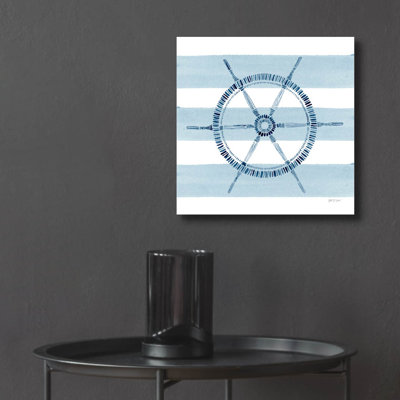 Art mural en verre épique «Nautical Ship Wheel» par Yvette St. Amant, 12 po x 12 po