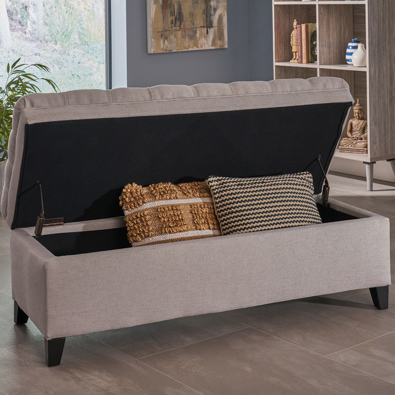 Modern storage ottoman, Faux Leather, Light Gray
