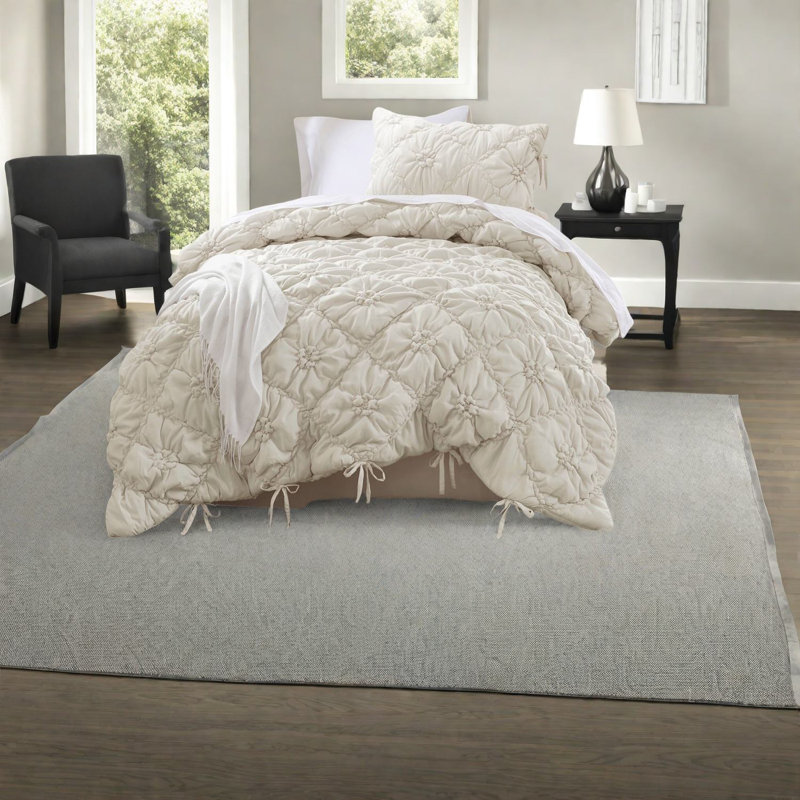 Ensembles de literie pour lit simple Cozy Floral, édredon en microfibre ivoire pour toutes les saisons